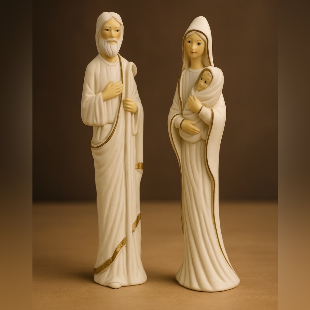 VTG Carlton Cards Nativity Set Mary Joseph Baby Jesus Porcelain Figurines